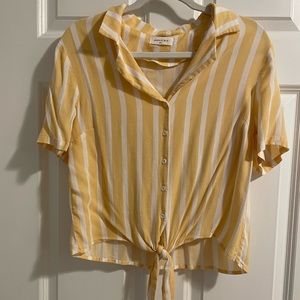 Sophie Rue - Yellow Striped Berit Tie Front Top - L